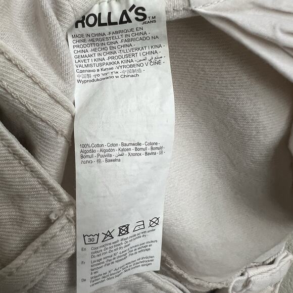 ROLLAS Original High Rise Straight Jeans Salt Color Cream Sz 28 Retro Pockets - Picture 10 of 10